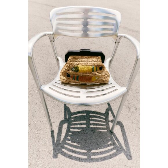 ZARA RAFFIA BAG WITH FISH EMBROIDERY - Picture 2 of 7